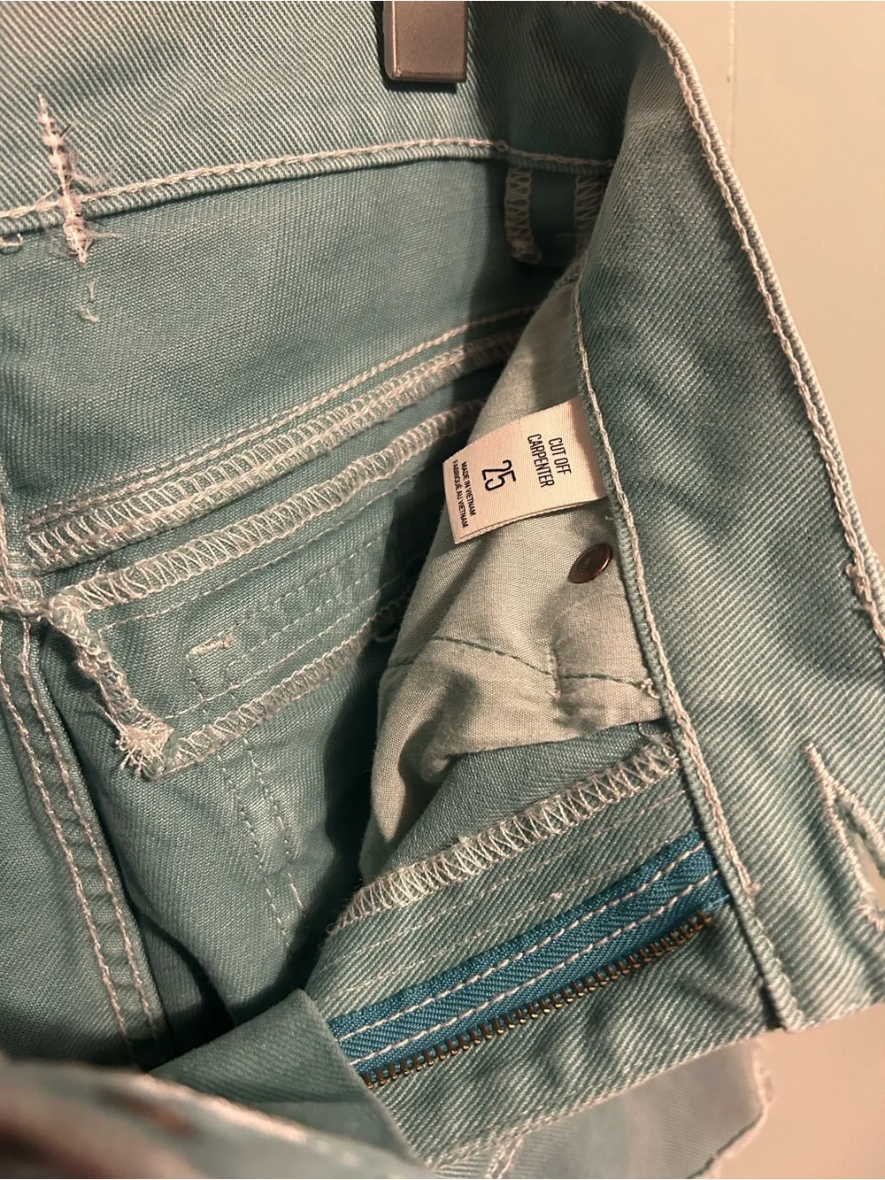 Urban Outfitters Washed Teal Utility Denim Shorts - Women